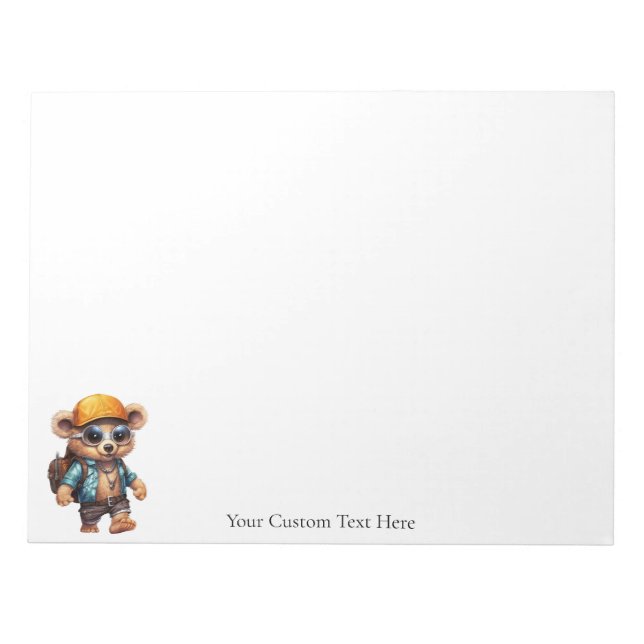 Sonnige Abenteuer mit Beachy Bear 11 x 8,5 Notizblock (Vorderseite)
