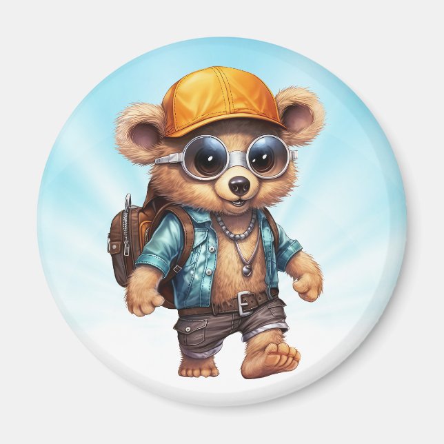 Sonnige Abenteuer mit Strandbär - Für Spaß bereit Magnet (Vorne)