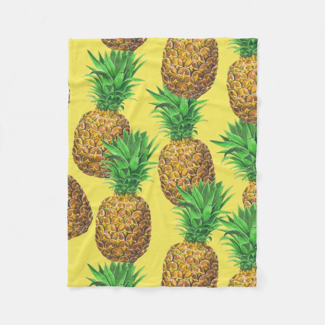 Sonnige Ananas Fleecedecke (Vorderseite)