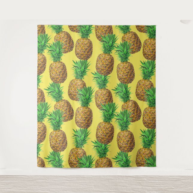 Sonnige Ananas Wandteppich (Vorderseite)