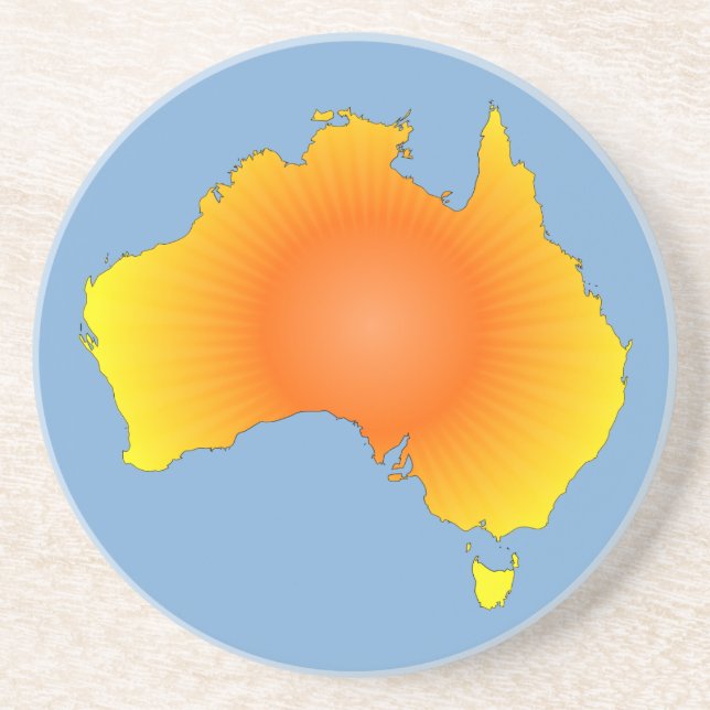 Sonnige Australische Karte Getränkeuntersetzer (Vorne)