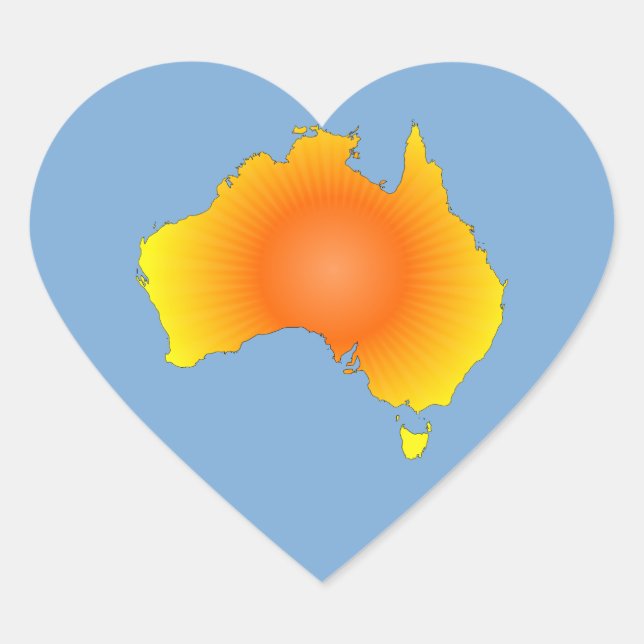 Sonnige Australische Karte Herz-Aufkleber (Vorderseite)
