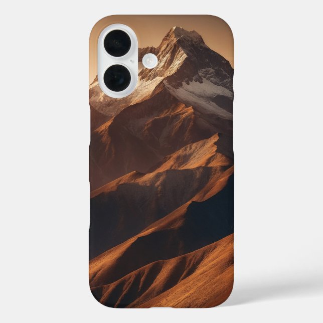 Sonnige Berggipfel iPhone 16 Hülle (Rückseite)