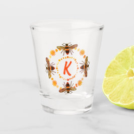 Sonnige Bienen-Initiale Schnapsglas