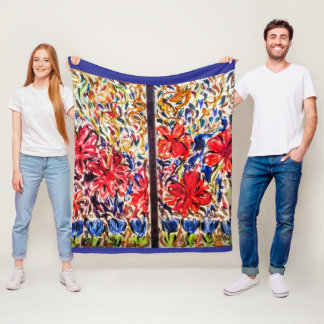 Sonnige Blaue Tulpen Fleecedecke