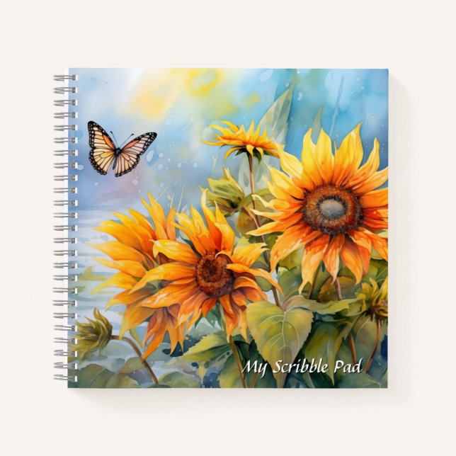 Sonnige Blooms & Butterfly Träume Notizbuch (Vorderseite)