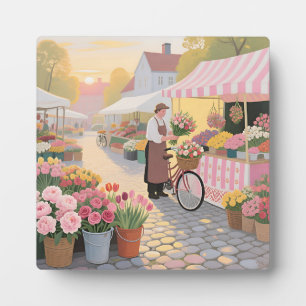 Sonnige Blumenstraßenszene Fotoplatte