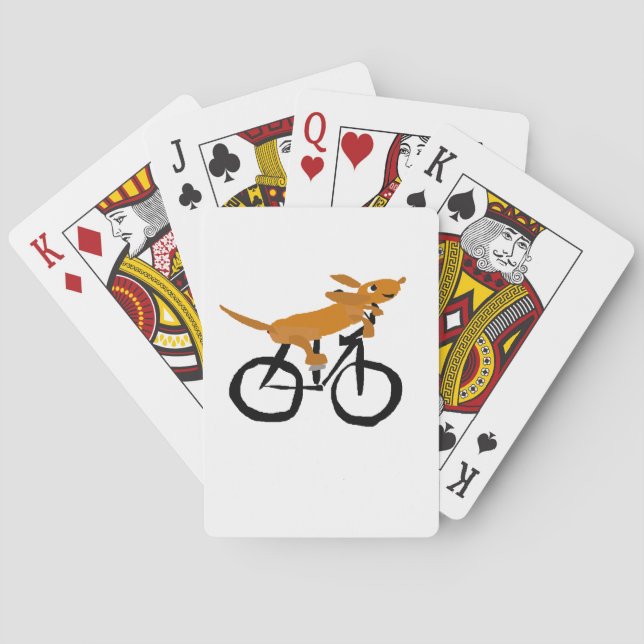 Sonnige Dackel Reiten Fahrrad Spielkarten (Rückseite)