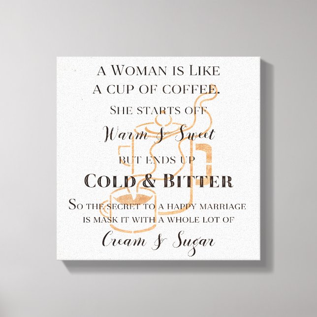 Sonnige Ehe wie Coffee Retro Grunge Typografie Leinwanddruck (Vorderseite)