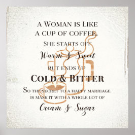 Sonnige Ehe wie Coffee Retro Grunge Typografie Poster