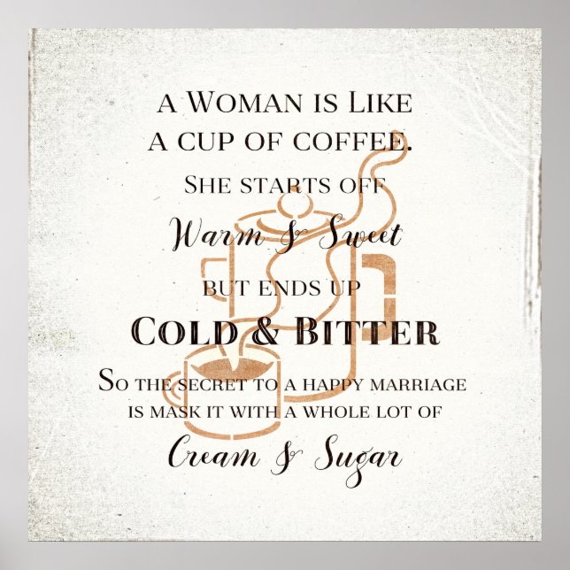 Sonnige Ehe wie Coffee Retro Grunge Typografie Poster (Vorne)
