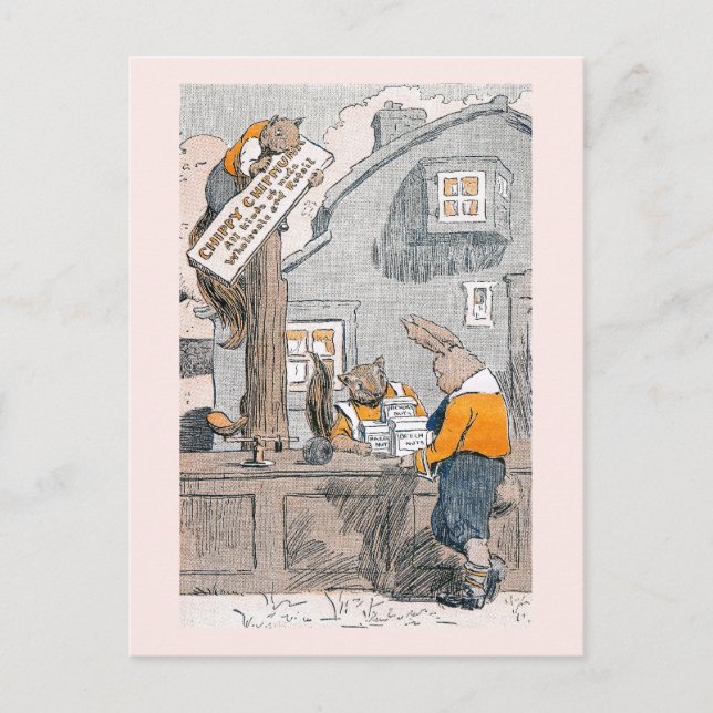 Sonnige Einkäufe von Nüssen aus Chipmunks Postkarte (Vorderseite)