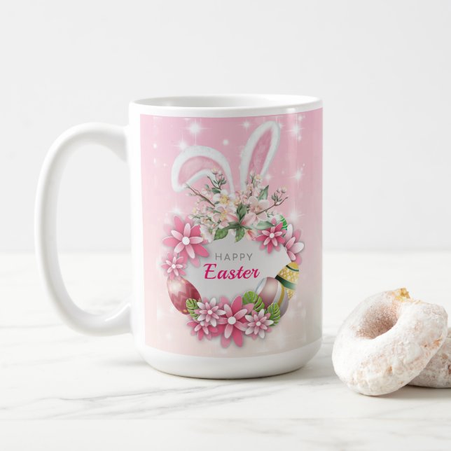 Sonnige Feiern Ostertag Kaffeepause Tasse (Mit Donut)