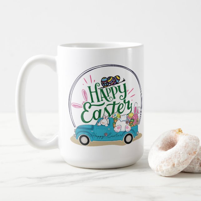 Sonnige Feiern Ostertag Kaffeepause Tasse (Mit Donut)