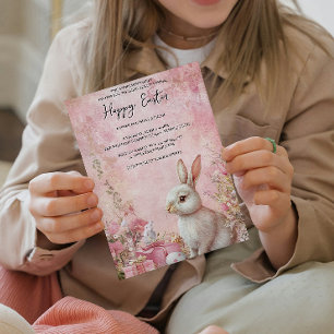 Sonnige Flora und Eier rosa glückliche Ostern Einladung