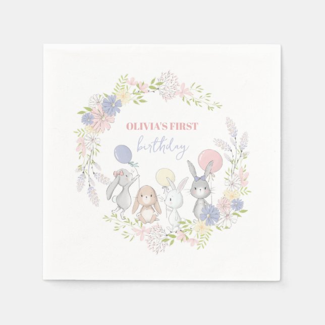 Sonnige Frühlingsblumen Geburtstagsparty Serviette (Vorderseite)