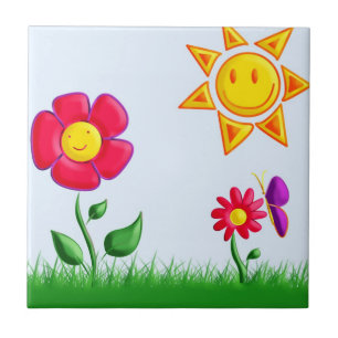 Sonnige Gartenansicht Fliese