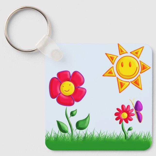 Sonnige Gartenansicht Schlüsselanhänger (Vorderseite)