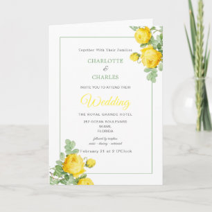 Sonnige Gelbe Rosen Blumenbeete Hochzeit Einladung