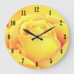 Sonnige Gelbe Rosenschwarze Zahlen Große Wanduhr
