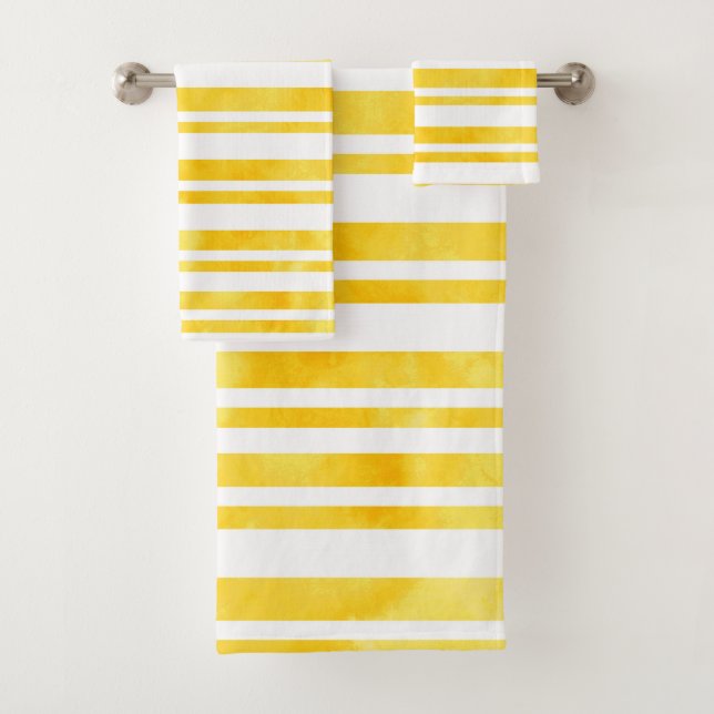 Sonnige gelbe Wasserfarben Streifen Badhandtuch Set (Insitu)