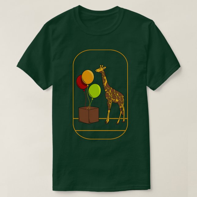 Sonnige Giraffe mit aufgehenden Ballons aus einer  T-Shirt (Design vorne)