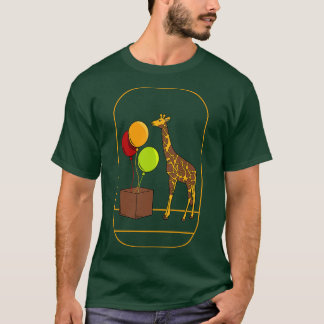 Sonnige Giraffe mit aufgehenden Ballons aus einer  T-Shirt