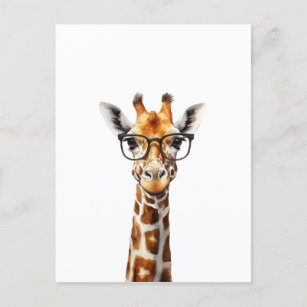 Sonnige Giraffe mit Brille Postkarte