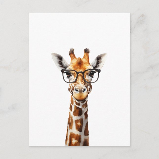 Sonnige Giraffe mit Brille Postkarte (Vorderseite)