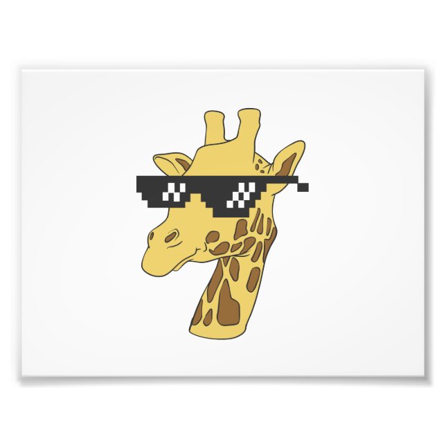 Sonnige Giraffe mit Sonnenbrille-Illustration Fotodruck (Vorne)