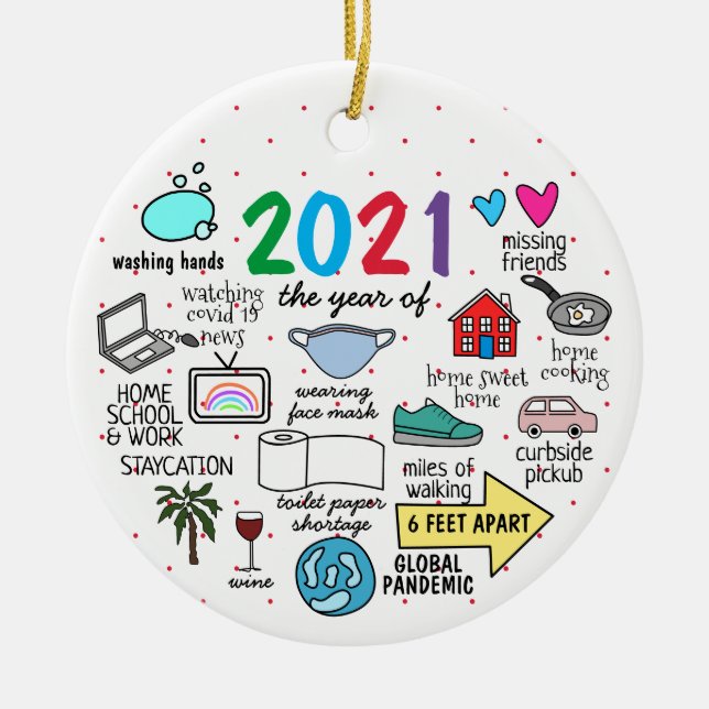 Sonnige globale Pandemie im letzten Jahr 2021 Keramik Ornament (Vorne)