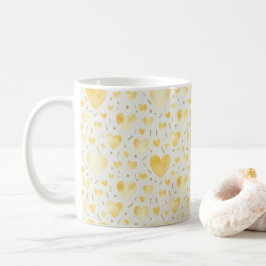 Sonnige goldene Aquarell-Herzen Kaffeetasse