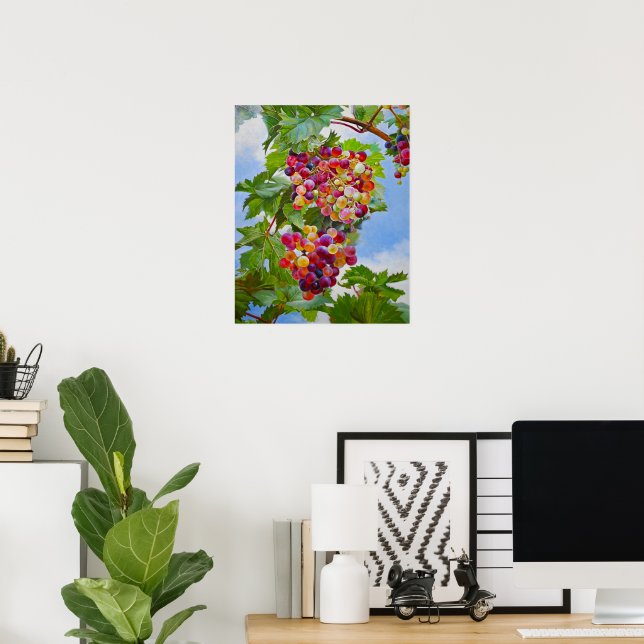 Sonnige Grapevine - Farbenfrohe Trauben Poster (Heimbüro)