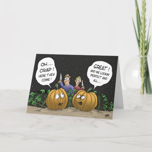 Sonnige Halloween-Karten: Pumpkin-Perspektive Karte (Vorderseite)