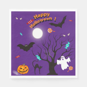 Sonnige Halloween-Kreaturen und Bonbons Serviette
