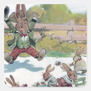 Sonnige Häschen-Rufe GEHEN Quadratischer Aufkleber