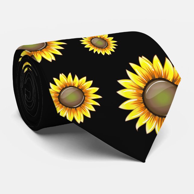 Sonnige helle Sonnenblume Krawatte (Gerollt)