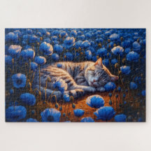 Sonnige Katzenfarbe Schlaf Blumenblau niedliche Na