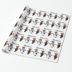 Sonnige Kuh und Bullenhochzeit Geschenkpapier