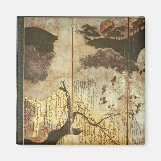 Sonnige Landschaft Magnet (Vorne)