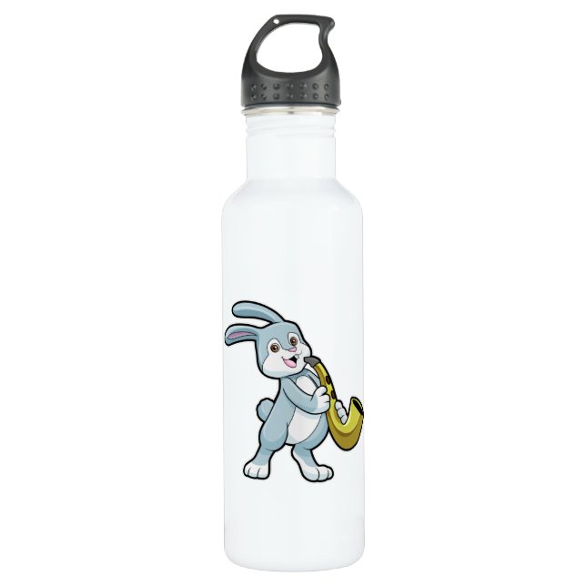 Sonnige Musik mit Saxophon Edelstahlflasche (Vorderseite)