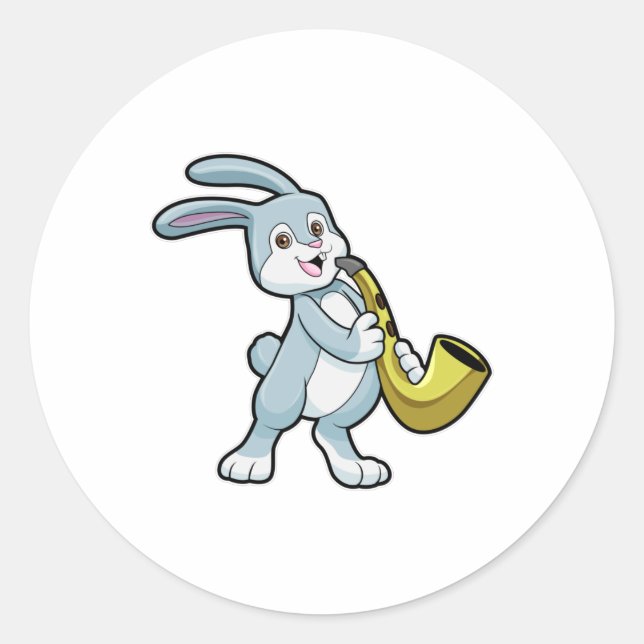 Sonnige Musik mit Saxophon Runder Aufkleber (Vorderseite)