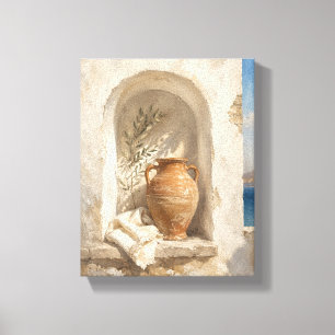 Sonnige Naxos-Nische Mittelmeer-Stillleben Canva Leinwanddruck