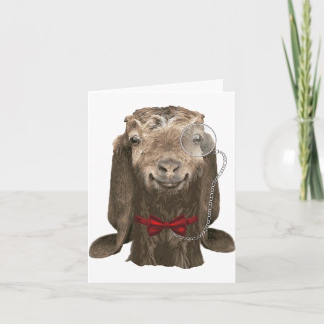 Sonnige nubische Ziege mit Monocle Karte (Vorderseite)