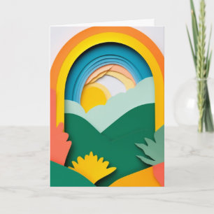 Sonnige Papierlandschaft Karte