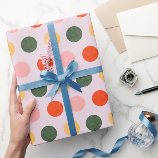 Sonnige Polka Punkte Geschenkpapier (Schenken)