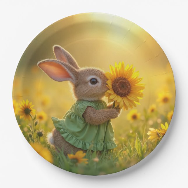 Sonnige Schläge einer gelben Sonnenblume Pappteller (Vorderseite)