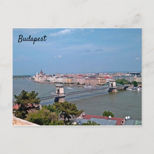 Sonnige, schöne Panoramakarte aus Budapest Postkarte (Vorderseite)