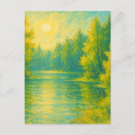 Sonnige Seelandschaft - Pastell-Malstil Postkarte