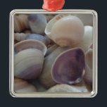 Sonnige Sommerhäuser, Sea Muschel Beach Silbernes Ornament<br><div class="desc">Sonnige Sommerhäuser,  Sea Muschel Beach</div>